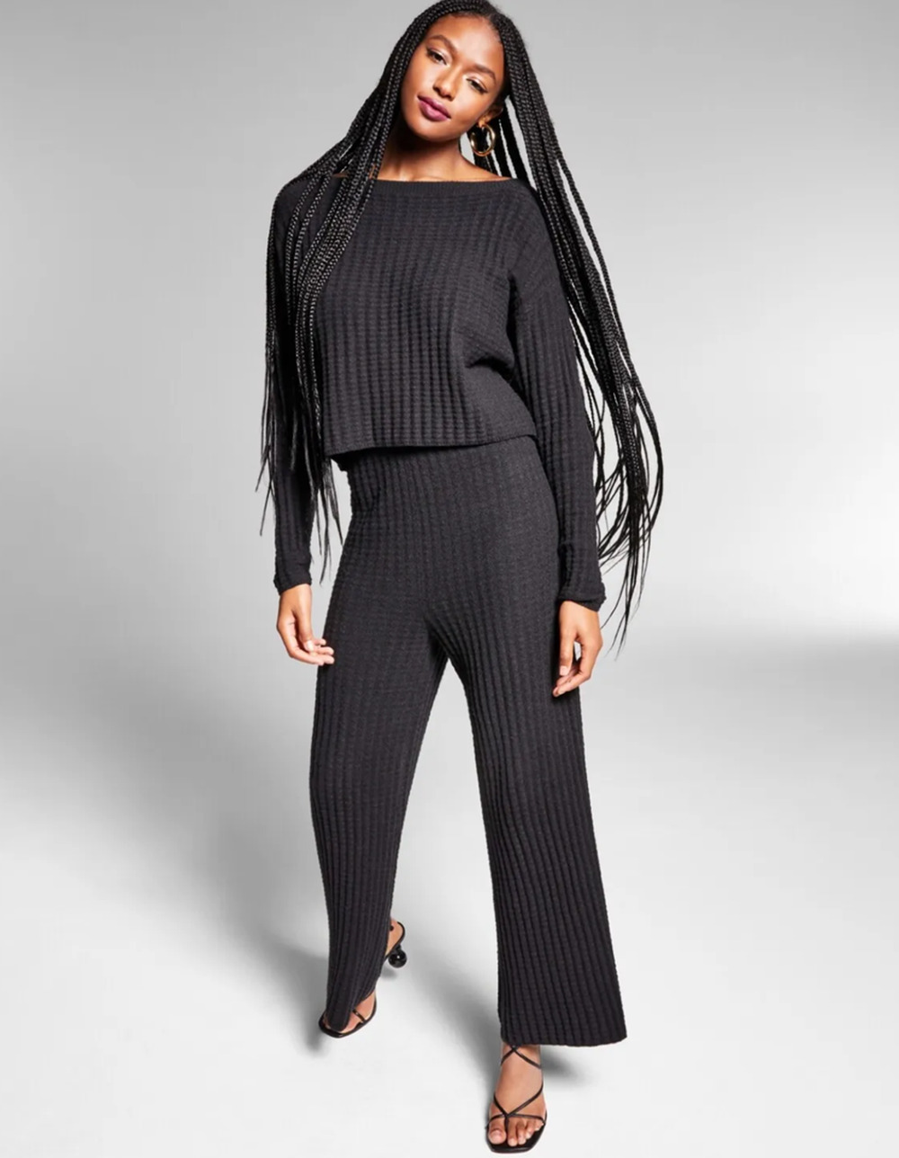 INC X Jeannie Mai -  Wide Neck Lisa Off The Shoulder Top In Deep Black - M